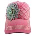 Olive and Pique Super Bling Ball Cap Glass Beaded Flower  Quilted Front  Bright  eb-17458719