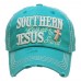 "SOUTHERN RAISED & JESUS SAVED "  Embroidered  Vintage Style Ball Cap  eb-58662628